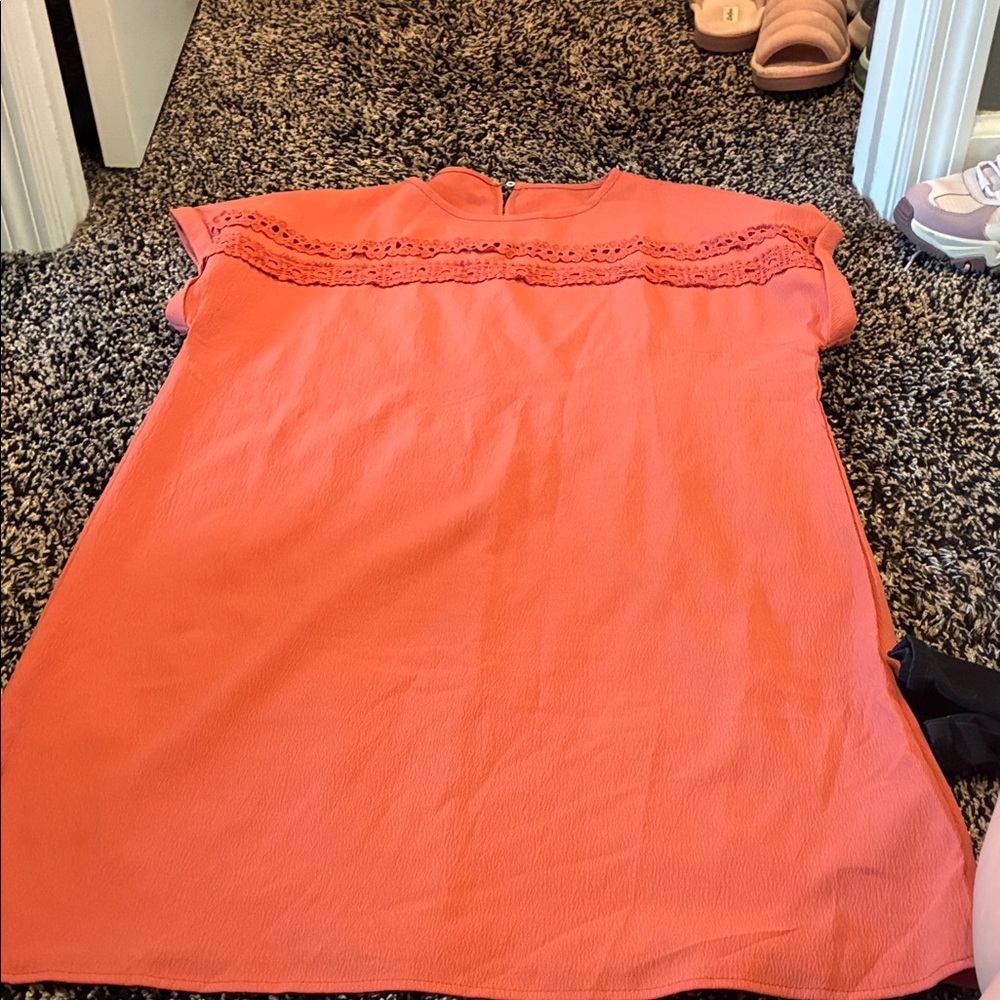 SHEIN Coral Dress with Lace Detail
